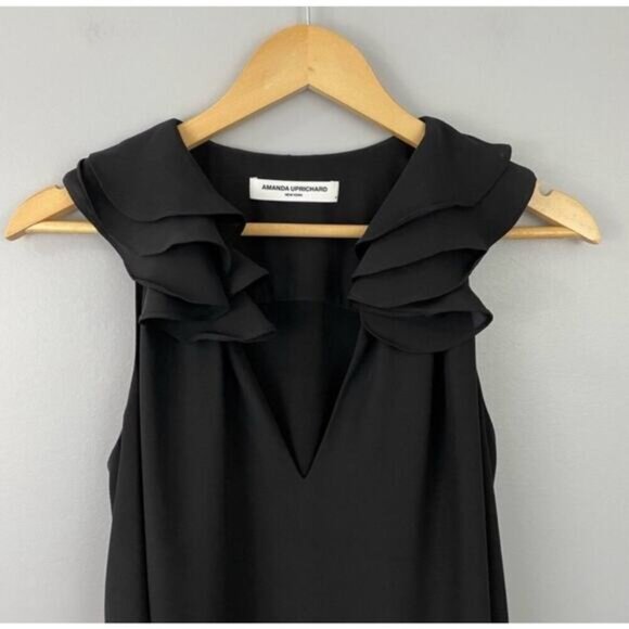 Amanda Uprichard Black Ruffle Mini Dress - Picture 3 of 6
